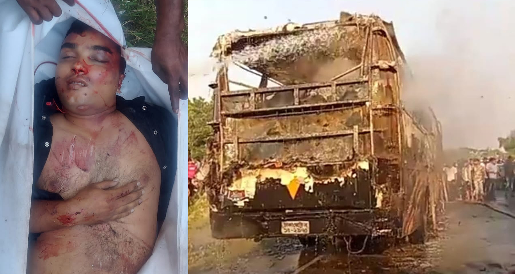 যশোরে যাত্রীবাহী বাসের ধাক্কায় বিজিবি সদস্য নিহত,বাসে আগুন